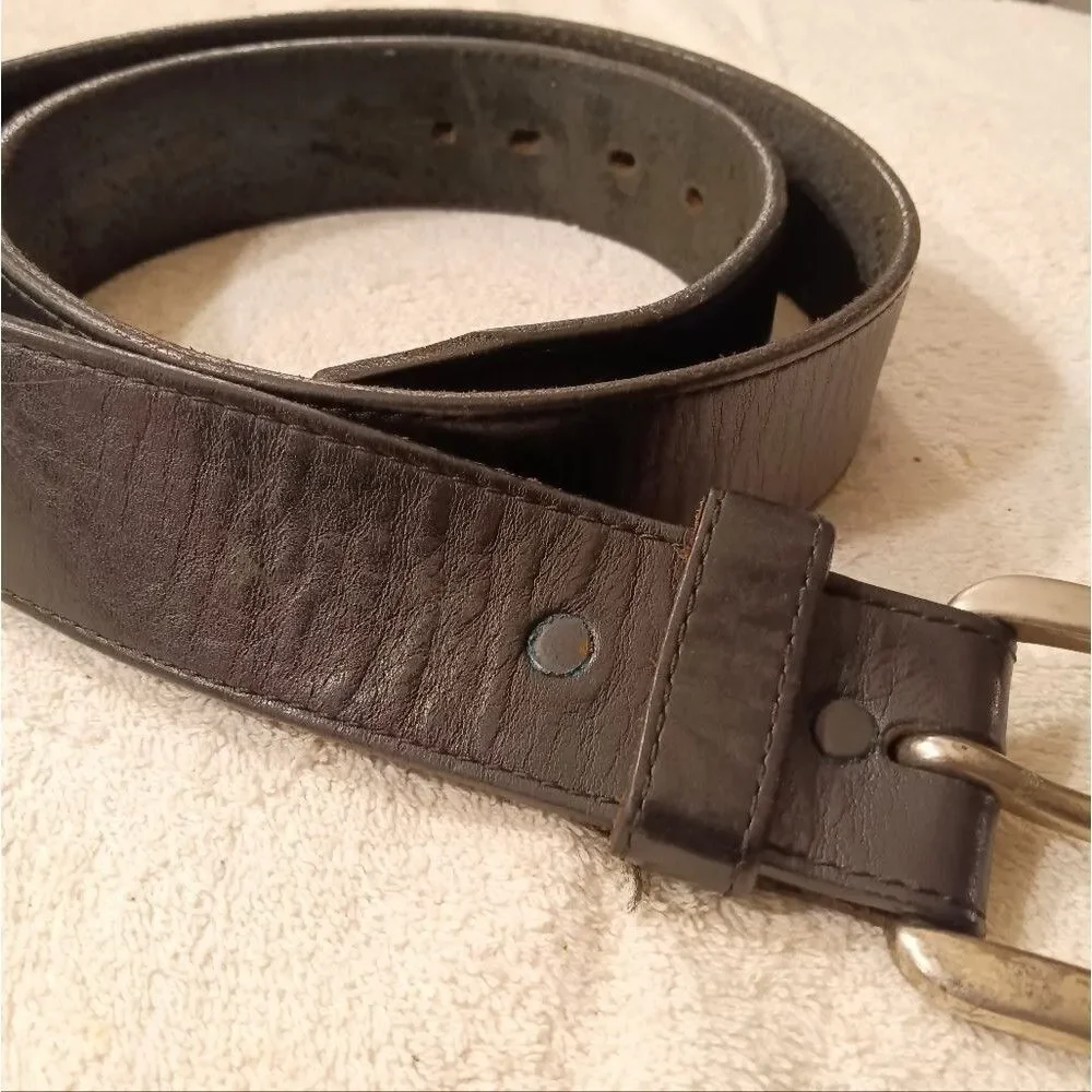 Justin Men's Vintage Black Leather Belt with Silver Buckle